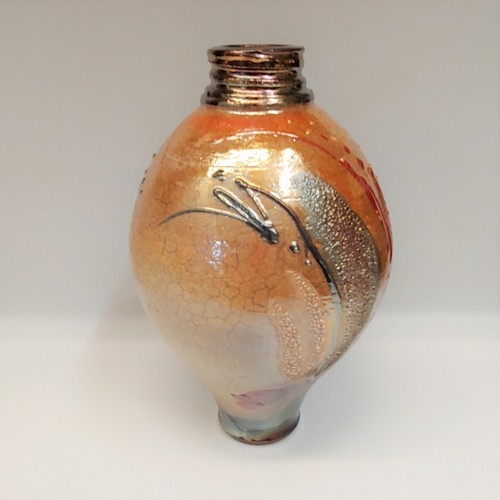 Click to view detail for #220519 Raku Glitter Glaze 11x6 $42